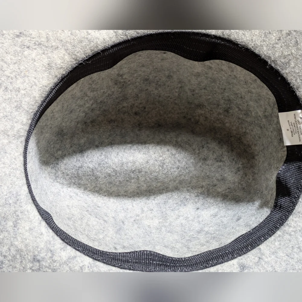 Women's Heather Gray‎ Wool Winter Boho Floppy Hat W/Faux Leather Detail